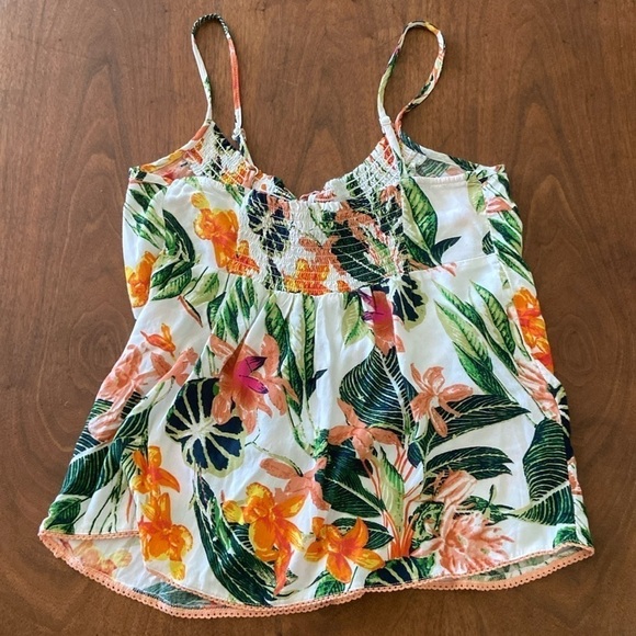 Cynthia Rowley sleepwear tropical print camisole with string tassels size Small - Picture 2 of 3